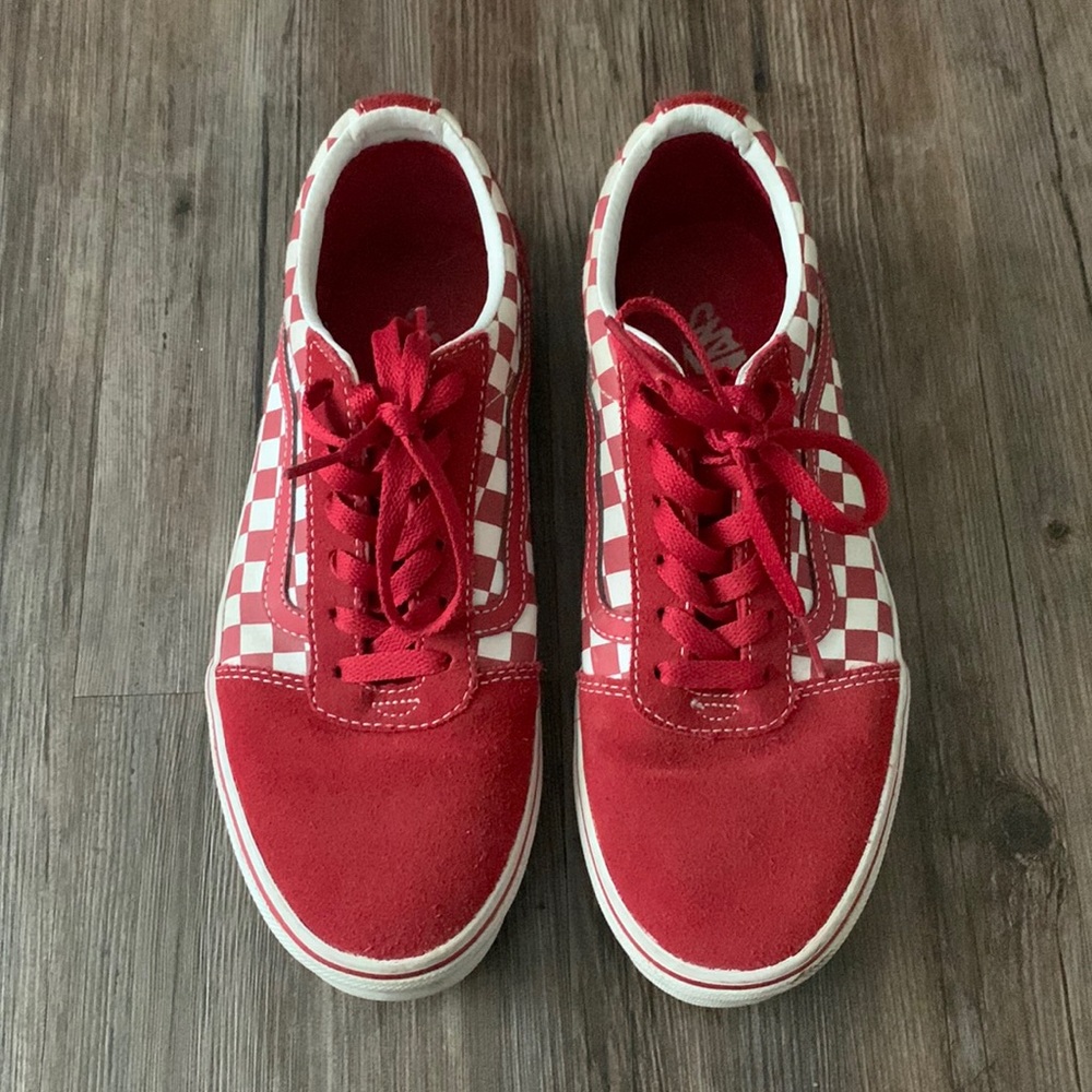 Red checkered vans Youth 6.5